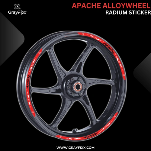 Alloy wheel Radium Sticker For Apache | Made In Premium Radium With FPF(Fade Protection Film), Water Proof, Precut Sticker, Pack Of 12